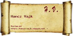 Hancz Vajk névjegykártya